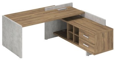 Стол для руководителя 2000x1798x840 правый / Дуб Чарльстон  / Бетон Чикаго