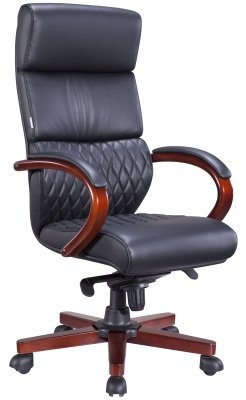 Кресло для руководителя Everprof Президент Вуд / President Wood EP 101 W PU Black черная премиум экокожа