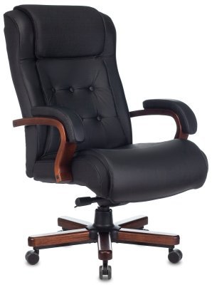 Кресло для руководителя Бюрократ T-9926WALNUT черная кожа