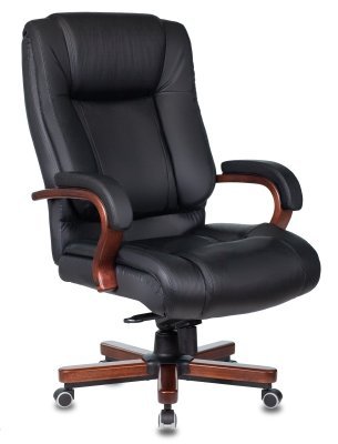 Кресло для руководителя Бюрократ T-9925WALNUT черная кожа