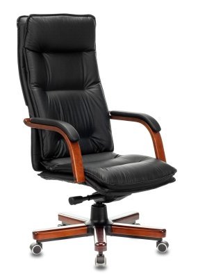 Кресло для руководителя Бюрократ T-9927WALNUT черная кожа