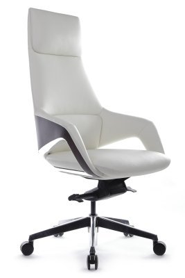 Кресло для руководителя Riva Design Аура / Aura FK005-A белая кожа