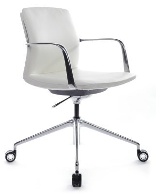 Кресло для персонала Riva Design Плаза-М / Plaza-M FK004-B12 белая кожа