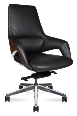 Кресло для персонала Norden Шопен LB FK 0005-B black leather черная кожа