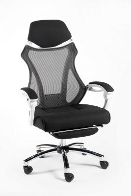Кресло для персонала Norden 007 H-007 А black/white plastic белый пластик, черная сетка, черная ткань