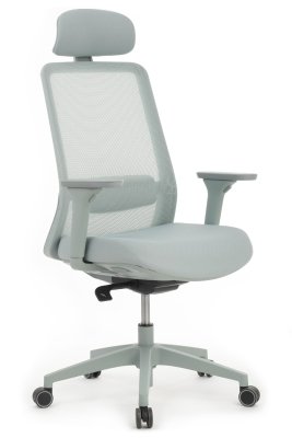 Кресло для персонала Riva Design Ворк / Work W-218C BLUE голубая сетка, голубая ткань