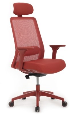 Кресло для персонала Riva Design Ворк / Work W-218C RED красная сетка, красная ткань
