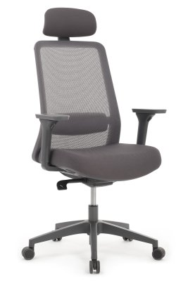 Кресло для персонала Riva Design Ворк / Work W-218C GREY темно-серая сетка, темно-серая ткань