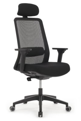 Кресло для персонала Riva Design Ворк / Work W-218C BLACK черная сетка, черная ткань