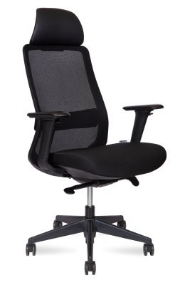 Кресло для руководителя Norden Комо блэк / Como black H6301 black черная сетка, черная ткань, сиденье слайдер
