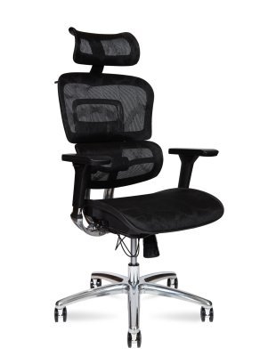 Кресло для руководителя Norden Крон алюминюм блэк / Kron aluminium black YS-8309H(M+M) черная сетка