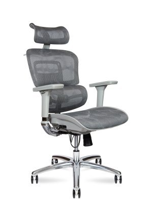 Кресло для руководителя Norden Крон алюминюм грэй / Kron aluminium grey YS-8309H(M+M)G серая сетка