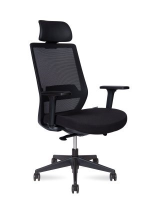 Кресло для руководителя Norden Моно блэк / Mono black H6255 black черная сетка, черная ткань, сиденье слайдер