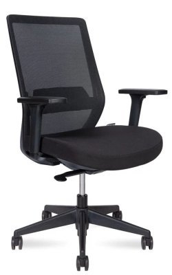 Кресло для персонала Norden Моно блэк LB / Mono LB  black M6255 black черная сетка, черная ткань, сиденье слайдер