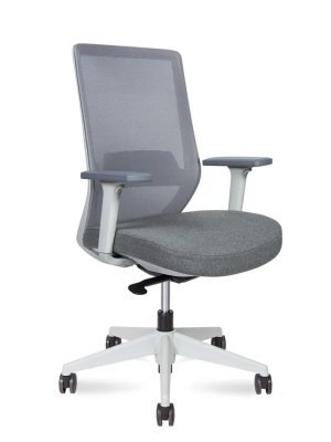 Кресло для персонала Norden Моно грэй LB / Mono  LB grey M6255-1 grey серая сетка, серая ткань, сиденье слайдер