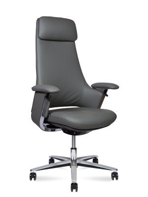 Кресло для руководителя Norden Йорк грэй / York grey CH-336-4 A  grey leather серая кожа