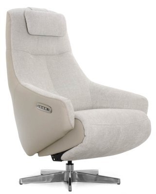 Релакс кресло FALTO Релакс Лифт / Lift 4137-101-0753-0855 3 мотора, обивка STEAM 101 BEIGE/TRIBU 0753-0855 PEARL, основание алюминий, бежевая ткань