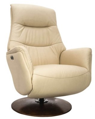 Релакс кресло FALTO Релакс Электро / Electro ZERO-4106-061-029 061 LIGHT CREAM / 029 WALNUT кремовая натуральная кожа , основание дерево темный-орех