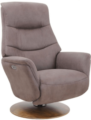 Релакс кресло FALTO Релакс Электро / Electro ZERO-4106-482-02-029 Taupe 482-02 / 029 WALNUT искуственный нубук, основание дерево темный орех 029, коричневая ткань
