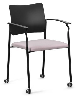 Конференц-кресло Пинко / Pinko Pinko plastic cast black Jade9502 Arms на роликах,черные металлические ножки, черный пластик, серая ткань