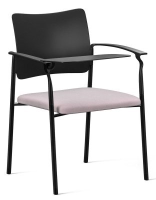 Конференц-кресло Пинко / Pinko Pinko plastic 4legs black Jade9502 Arms+WT со столиком, черные металлические ножки, черный пластик, серая ткань
