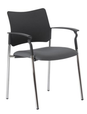 Конференц-кресло Пинко / Pinko Pinko plastic 4legs Jade9502 Arms хромированные металлические ножки, черный пластик, серая ткань