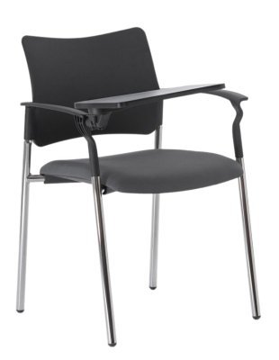 Конференц-кресло Пинко / Pinko Pinko plastic 4legs Jade9502 Arms+WT со столиком, хромированные металлические ножки, черный пластик, серая ткань