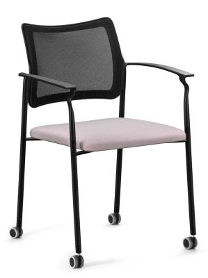 Конференц-кресло Пинко / Pinko Pinko Mesh cast black Jade9502 Arms на роликах, черные металлические ножки, черна сетка, серая ткань
