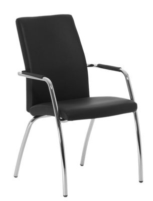 Конференц-кресло Вел_Сит / Well_Seat Well_seat 4leg Ecotex 3001 black на ножках, черная премиум экокожа