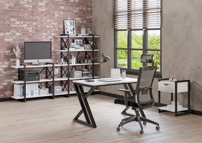 Мебель для персонала Лофт/Loft Белый бриллиант/Металл черный