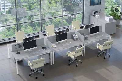 Мебель для персонала Слим систем/Slim system Серый/Металл белый