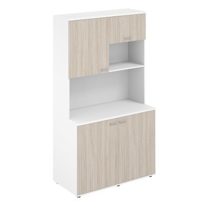 Офисная мини-кухня, 1200х600х2135 / SG.1001.WH.OL /  корпус: белый, фасады: дуб светлый