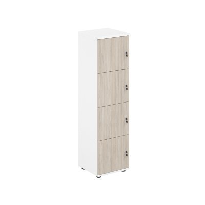 Локер 4 ячейки 400х400х1483 / SG.817.WH.OL /  корпус: белый; фасады: дуб светлый
