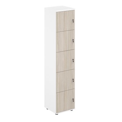 Локер 5 ячеек 400х400х1866 / SG.818.WH.OL /  корпус: белый; фасады: дуб светлый