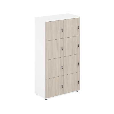 Локер 8 ячеек 800х400х1483 / SG.819.WH.OL /  корпус: белый; фасады: дуб светлый