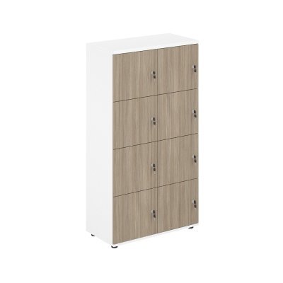 Локер 8 ячеек 800х400х1483 / SG.819.WH.OD /  корпус: белый; фасады: дуб темный