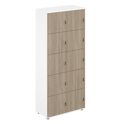 Локер 10 ячеек 800х400х1866 / SG.820.WH.OD /  корпус: белый; фасады: дуб темный