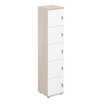 Локер 5 ячеек 400х400х1866 / SG.818.OL.WH /  корпус: дуб светлый; фасады: белый