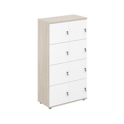 Локер 8 ячеек 800х400х1483  / SG.819.OL.WH /  корпус: дуб светлый; фасады: белый
