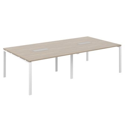 Стол переговорный 3200х1638х750 МК60х30/ SG.276.OD.63.WH/ профиль: 60х30 белый; столешница: дуб темный