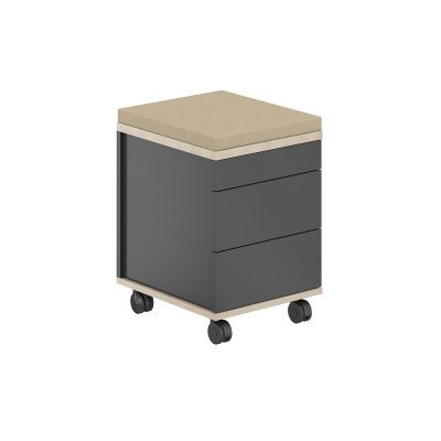Тумба мобильная 2 ящ. ЛДСП+лот.ящ.+подушка/ AG.273.AN.AR.AN/ корпус:антрацит, топ-дно:ак.равелло, фасады:антрацит, подушка:бежевый