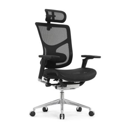 Кресло для руководителя Expert 2 СТАР ЭРГО / STAR ERGO HSTM 01 NEW, 3D поясничный валик, подлокотники 6D (360), подголовник 5D, черная сетка
