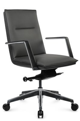 Кресло для переговорной Riva Design Краун-М / Crown-M B1819 темно-серая премиум экокожа