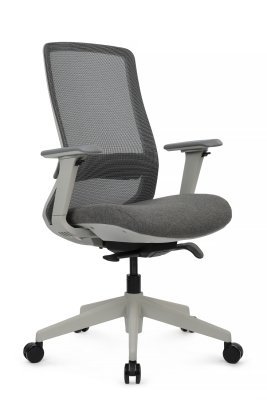 Кресло для персонала Riva Design Космо-М / Cosmo-M AETH-MG серая сетка, серая ткань