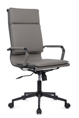 Кресло для руководителя Хьюго / Hugo RCH 6003-1SEB серая экокожа, черная крестовина