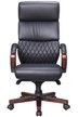 Кресло для руководителя Everprof Президент Вуд / President Wood EP 101 W Leather Black черная кожа - 1